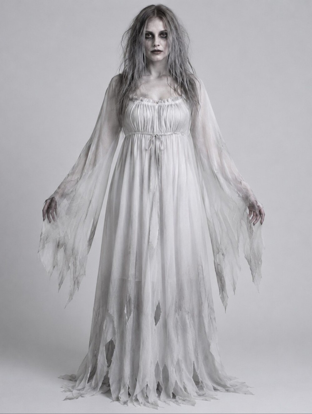 EraSpooky Womens L Gossamer Ghost Costume White Victorian Gothic Halloween - Picture 1 of 14